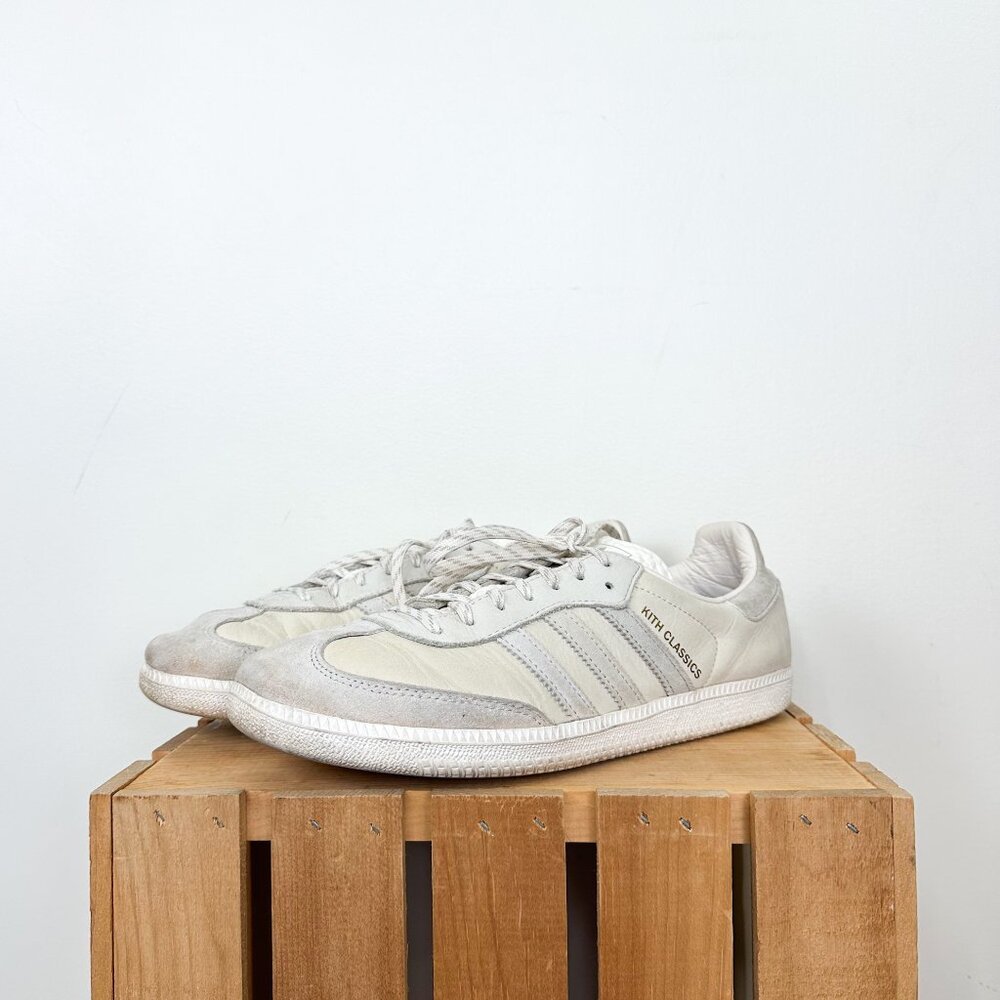 Men's Size 10 Adidas Kith Classics OG Sambas 1972 in White Cloud Leather + Suede